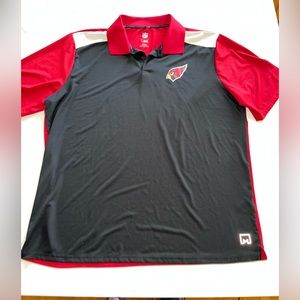 Nfl Arizona cardinals msx Michael Strachan golf polo collar 2xl red black silky